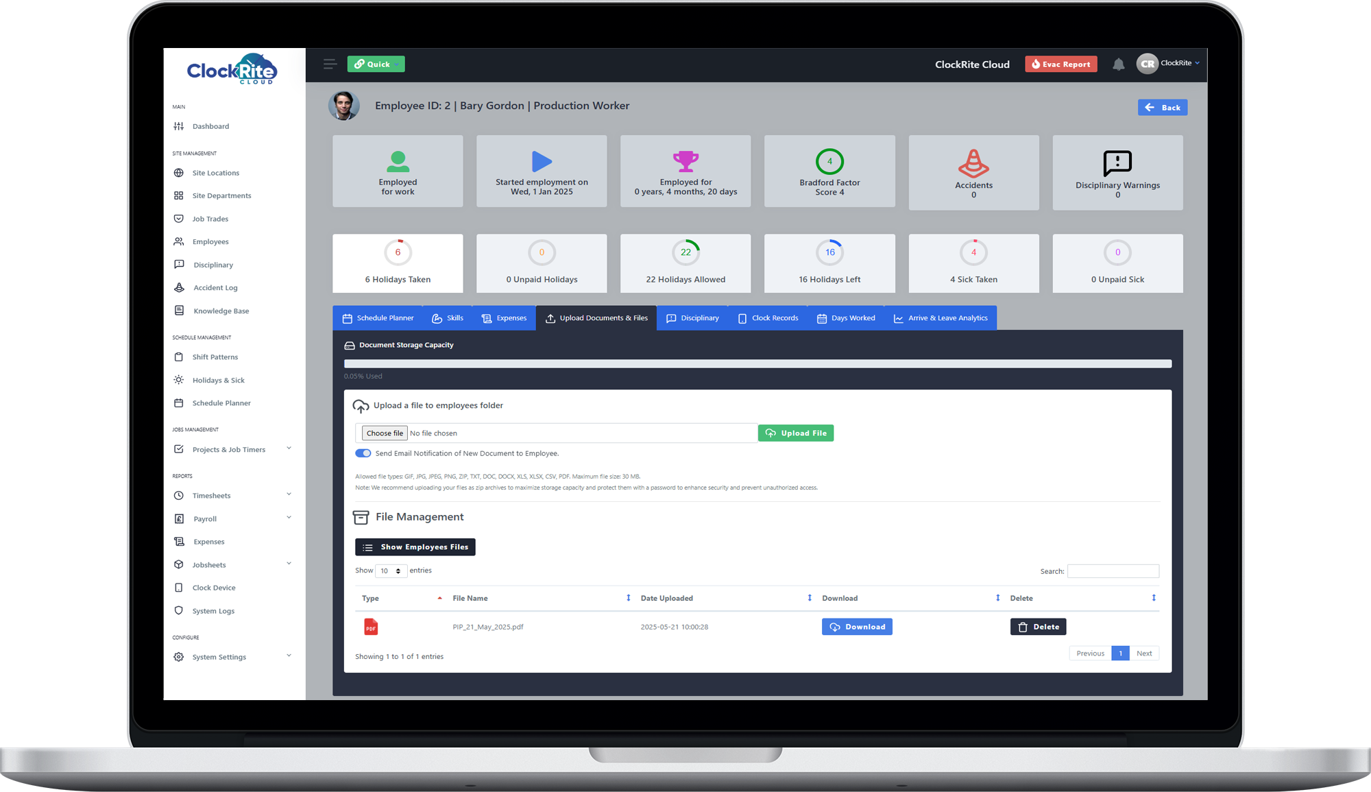 Employee Profile - Document & File Storage