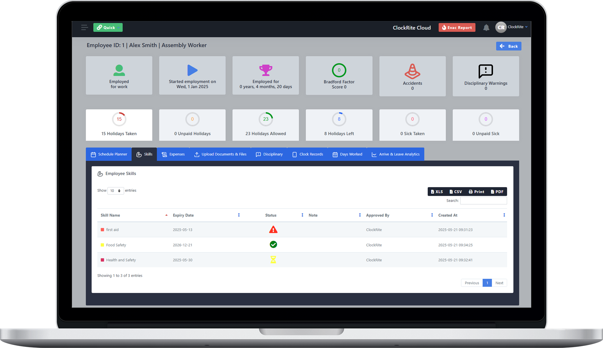 Employee Profile - Skills List